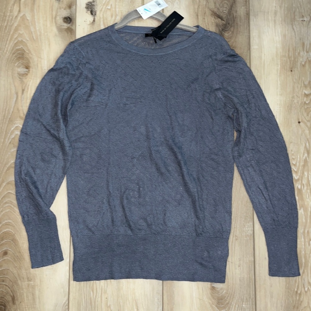 Banana Republic lace stretch crewneck sweater gray size medium New
